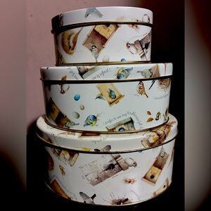 Bird Print Decorative Tin Set